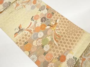 菊に鳳凰・籠目模様織出し袋帯